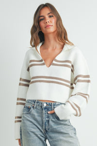 striped collar sweater